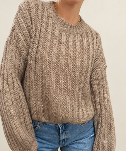 Grobstrick Pullover | taupe