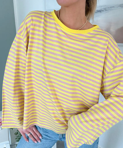 Gestreiftes Langarmshirt | Striped Long Sleeve | Gelb/Rosa