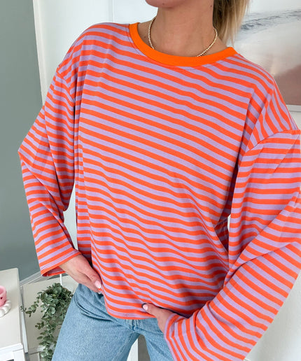 Gestreiftes Langarmshirt | Striped Long Sleeve | Orange/Flieder