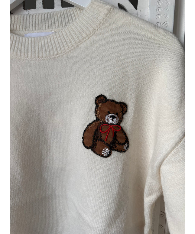 Pullover mit Teddy-Aufdruck | weiß