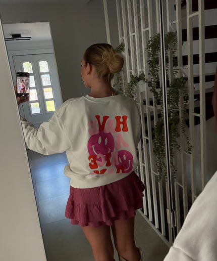 B-Ware | Sweatshirt mit Print „Happy Day“ und Charm-Anhänger