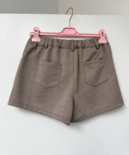 Shorts aus Wildlederimitat | Taupe