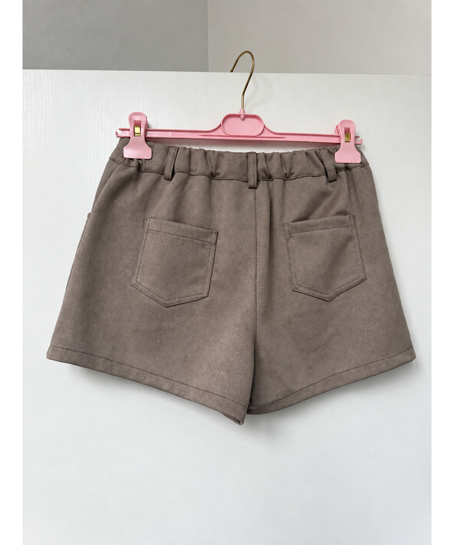 Shorts aus Wildlederimitat | Taupe