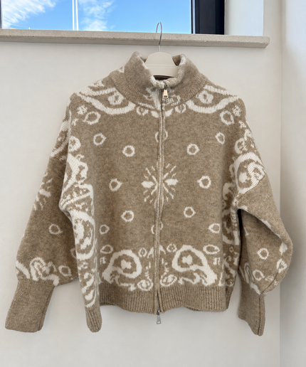 Zip Strickjacke mit Ornamentmuster | versch. Farben