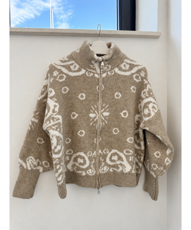 Zip Strickjacke mit Ornamentmuster | versch. Farben