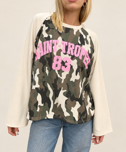 Camouflage-Sweatshirt mit Statement-Print | versch. Farben
