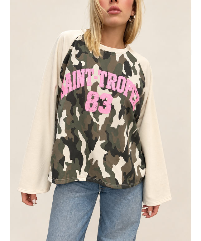 Camouflage-Sweatshirt mit Statement-Print | versch. Farben