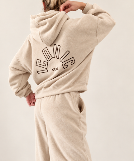 Frottee-Optik Set „Iconic Club“ mit Kapuzenvoller und Hose | versch. Farben
