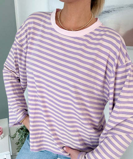 Gestreiftes Langarmshirt | Striped Long Sleeve | Flieder/Rosa