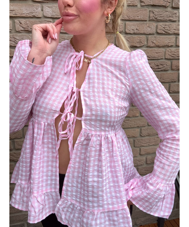 Karierte Bluse mit Schößchen | Maddie