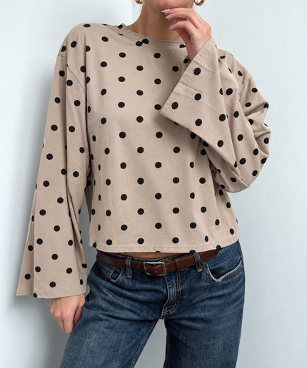 Polka Dot Shirt | taupe/schwarz
