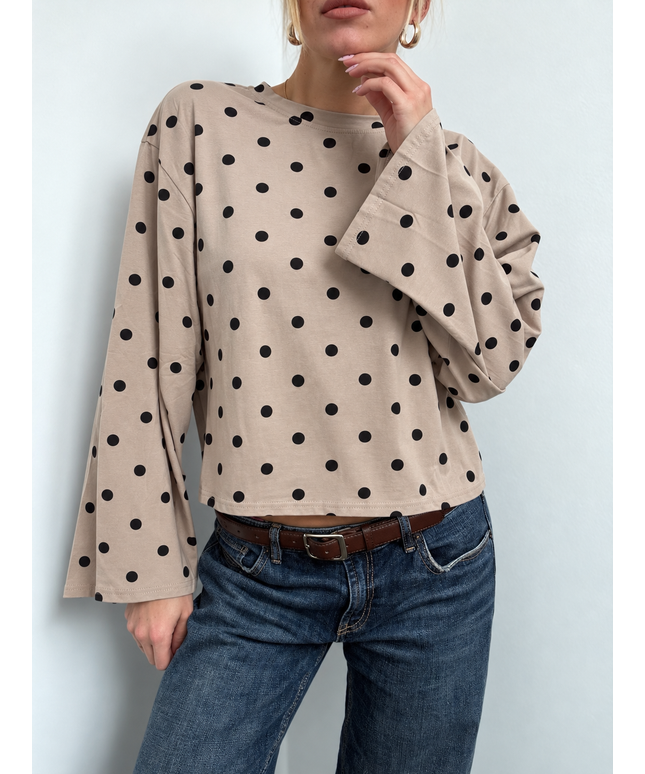 Polka Dot Shirt | taupe/schwarz