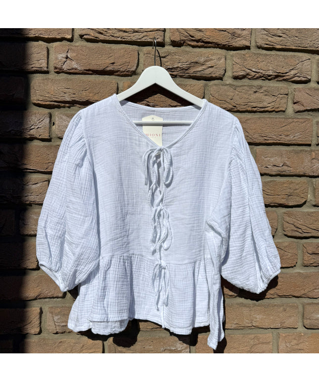 Musselin Bluse mit Schleifen und Schößchen | TINA