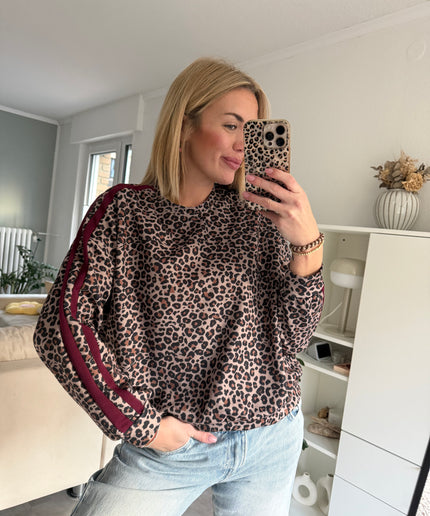 Langarmshirt Leo mit Streifen | bordeaux