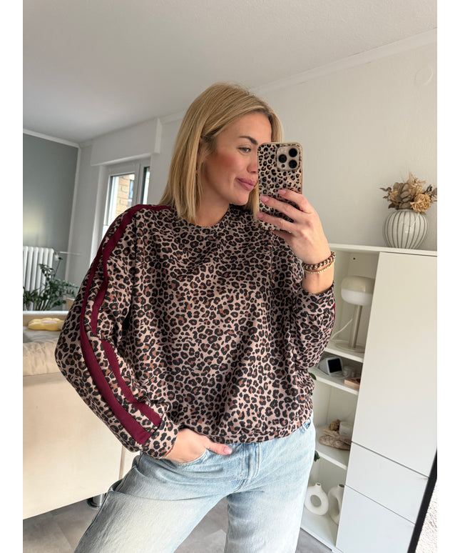 Langarmshirt Leo mit Streifen | bordeaux