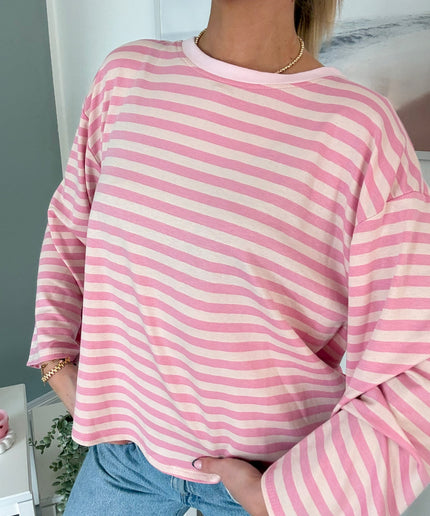 Gestreiftes Langarmshirt | Striped Long Sleeve | Rosa/Hellrosa