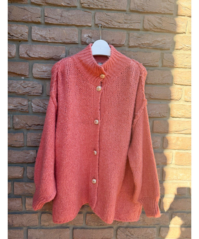 Oversized Strickjacke mit goldenen Knöpfen | versch. Farben
