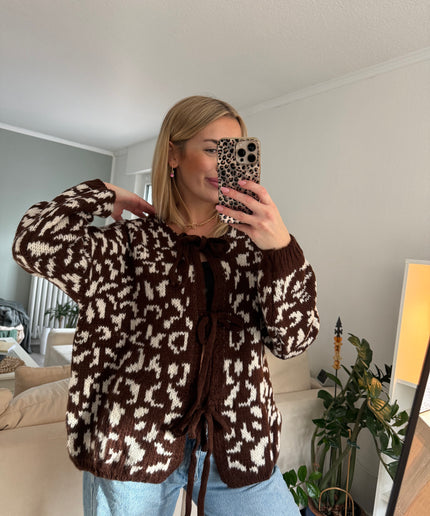 Strickjacke mit Schleifen | Leo-Design | braun