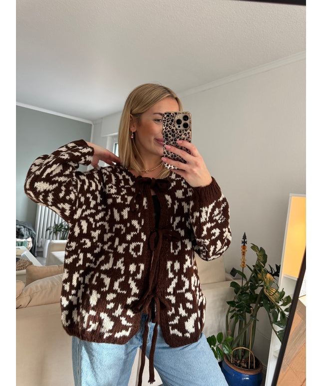 Strickjacke mit Schleifen | Leo-Design | braun