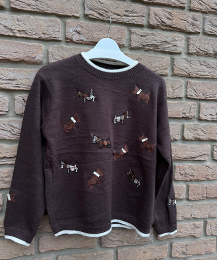 Pullover | Hundemuster | braun
