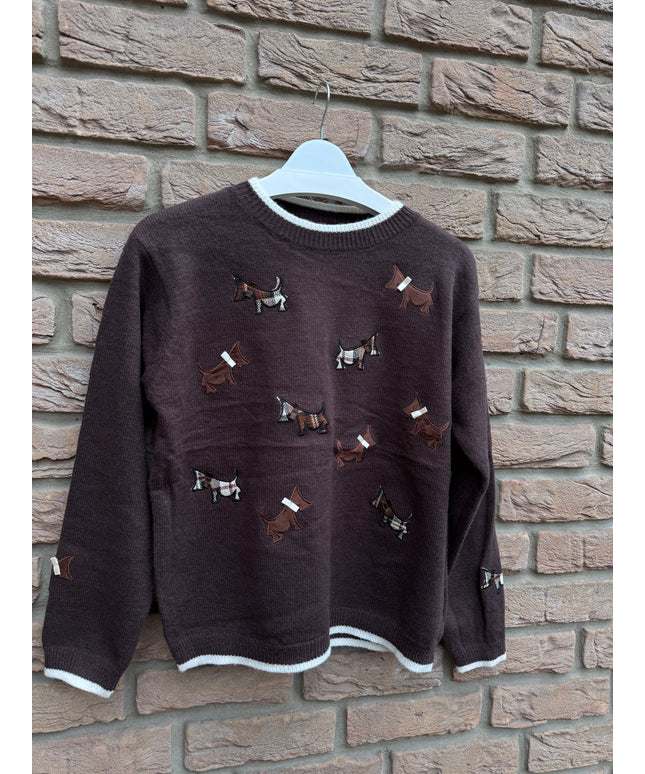 Pullover | Hundemuster | braun