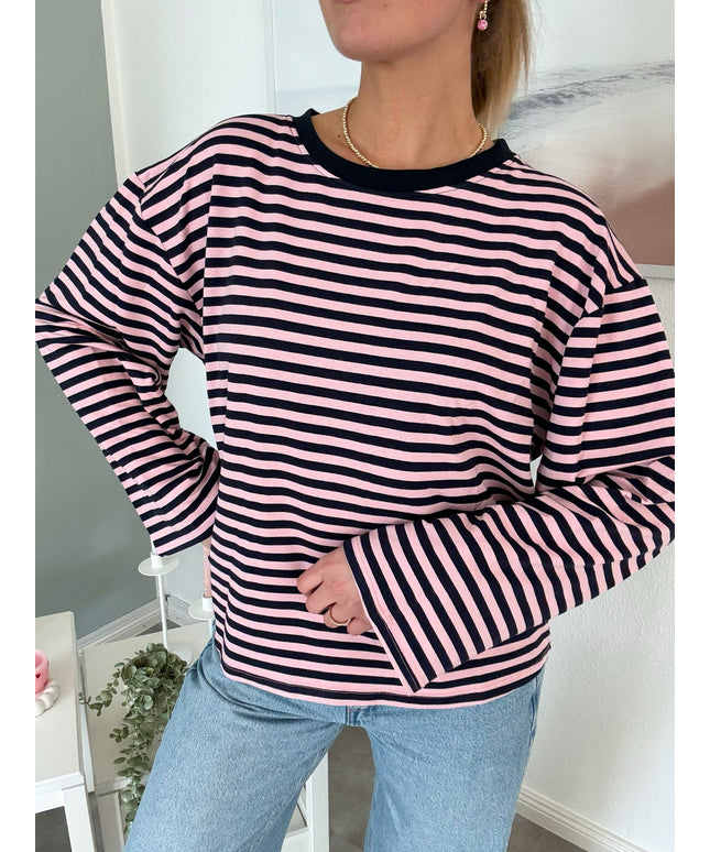 Gestreiftes Langarmshirt | Striped Long Sleeve | Rosa/Blau