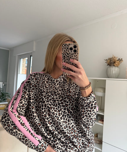 Langarmshirt Leo mit Streifen | rosa