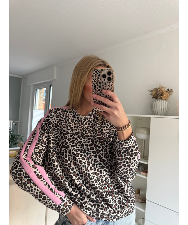 Langarmshirt Leo mit Streifen | rosa