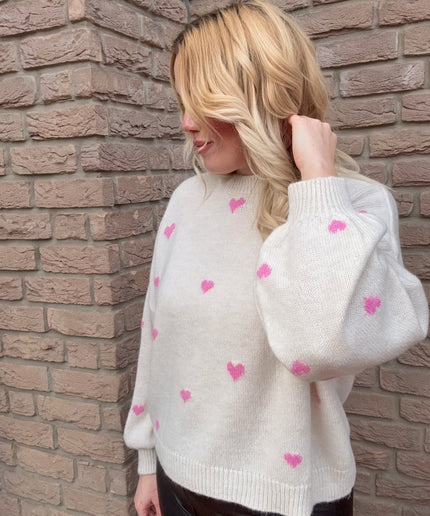 Strickpullover mit Herzmuster