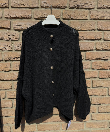 Oversized Strickjacke mit goldenen Knöpfen | versch. Farben