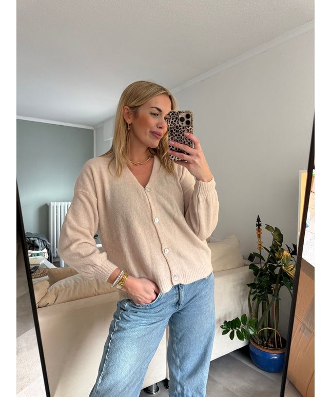 Strickjacke SANDY | mit Knopfleiste | Beige