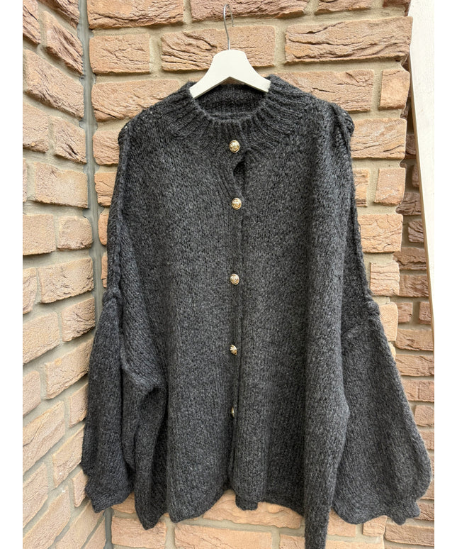 Oversized Strickjacke mit goldenen Knöpfen | versch. Farben