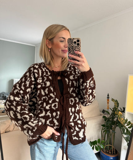 Strickjacke mit Schleifen | Leo-Design | braun