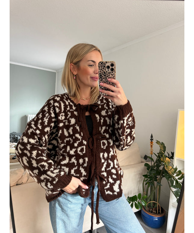 Strickjacke mit Schleifen | Leo-Design | braun