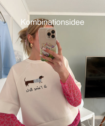T-Shirt mit Dackel Patch | versch. Farben