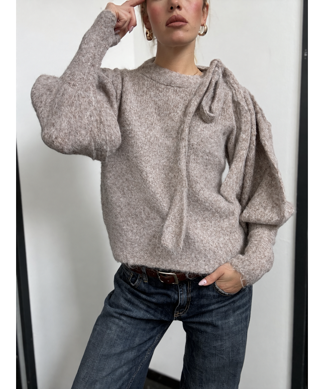 Schleifen-Strickpullover Noelle | Taupe