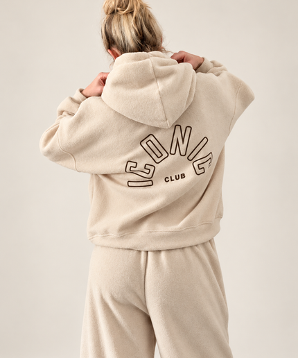 Frottee-Optik Set „Iconic Club“ mit Kapuzenvoller und Hose | versch. Farben