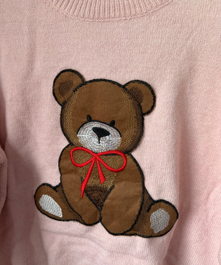 Pullover mit Teddy-Aufdruck | rosa