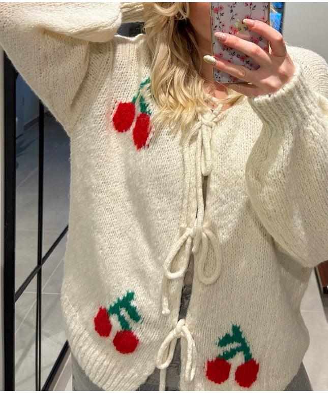 Cherry Schleifen Strickjacke | versch. Farben