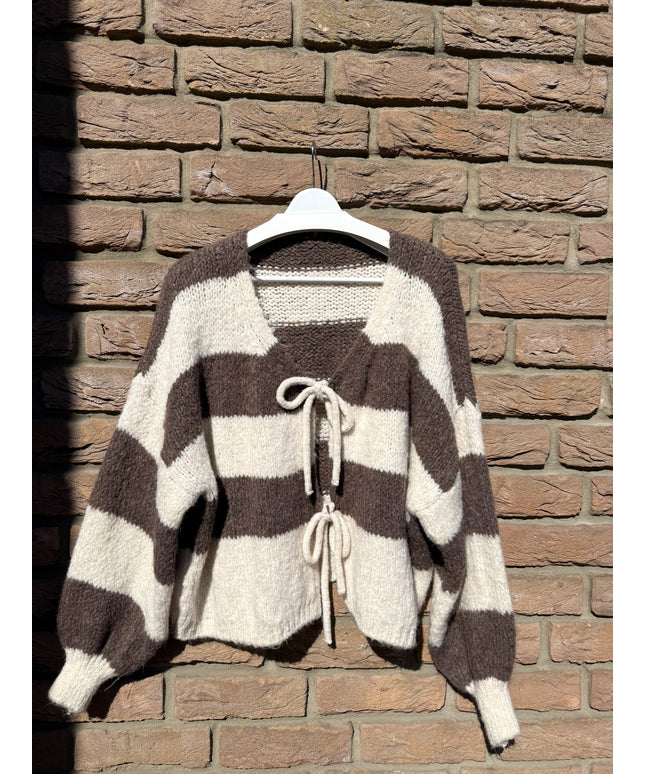 Strickjacke mit Schleifen und Streifen | KALI | versch. Farben