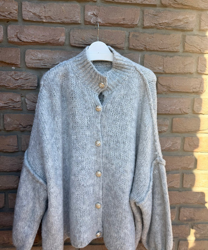Oversized Strickjacke mit goldenen Knöpfen | versch. Farben