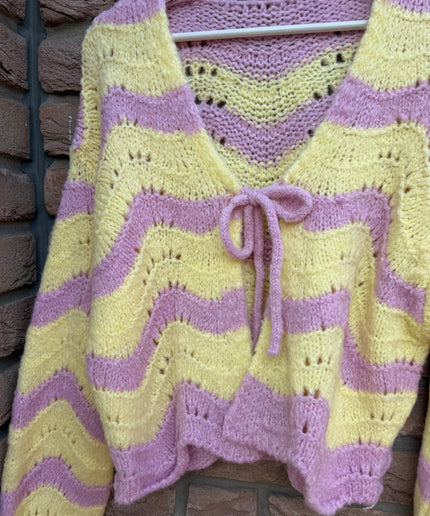 Strickjacke Candy Wave | rosa gelb