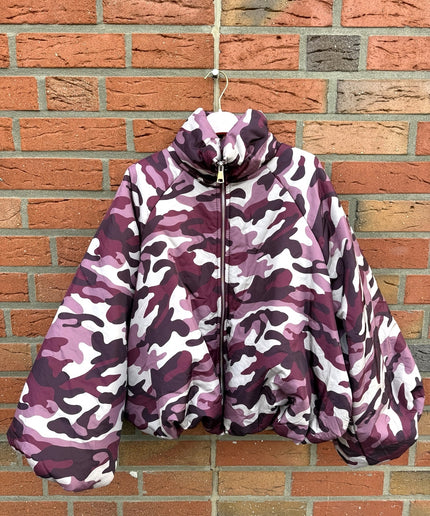 Oversize Camouflage Bomberjacke | Bordeaux rosa