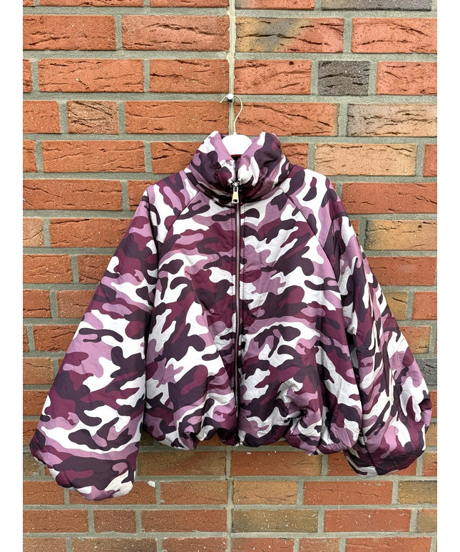 Oversize Camouflage Bomberjacke | Bordeaux rosa