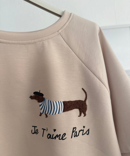 T-Shirt mit Dackel Patch | versch. Farben