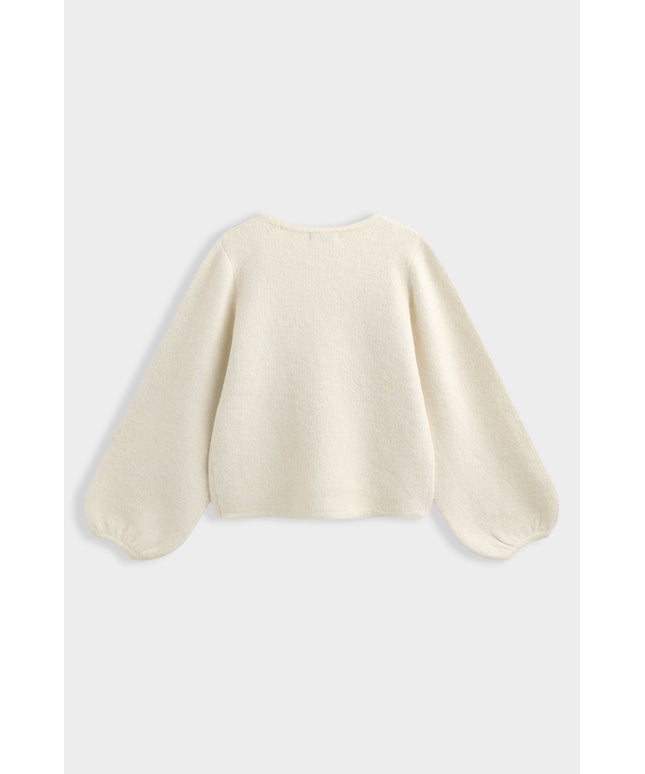 Military Cardigan mit Statement-Borten | Creme