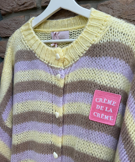 Gestreifte Oversize Strickjacke Creme de la Creme | lavendel gelb