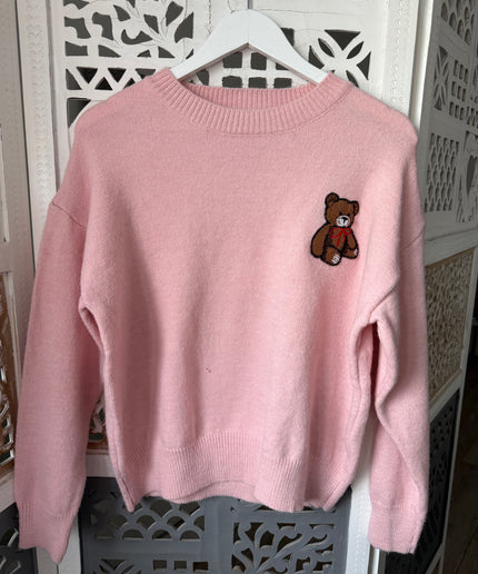 B-Ware | Pullover mit Teddy-Aufdruck | rosa