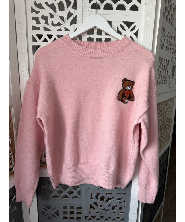 B-Ware | Pullover mit Teddy-Aufdruck | rosa
