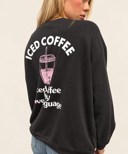 Sweater „Iced coffee is my love language“ | Dunkelbraun